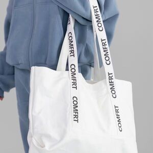 Comfrt White Tote Bag with Branded Straps